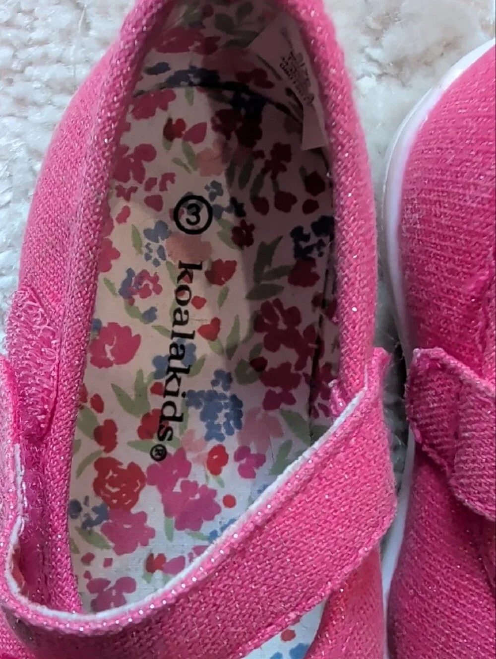 Toddler Pink Sparkle Shoes with Flower Accent
